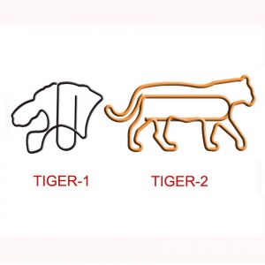 animal shaped paper clips in tiger head outline
