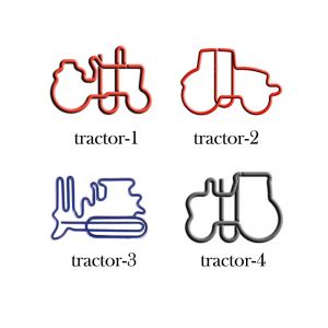 vehicle shaped paper clips in different tractor outlines