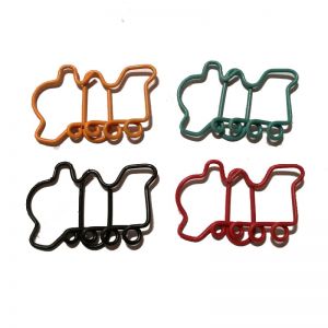 Train shaped paper clips in locomotive outline