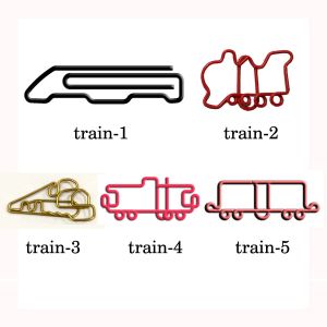 train shaped paper clips in colored wires