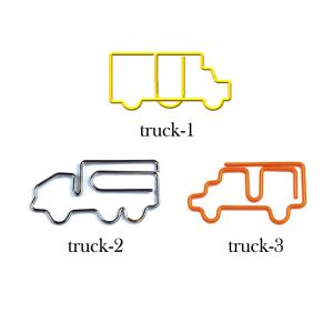 truck shaped paper clips in different outlines, vehicle paper clips