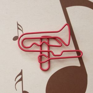 trumpet shaped paper clips, music decorative paper clips