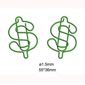 US dollar sign jumbo paper clips, $ extra large paper clips