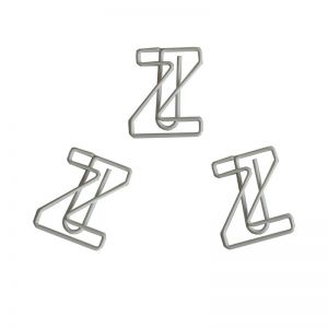 white shaped paper clips in letter Z outline