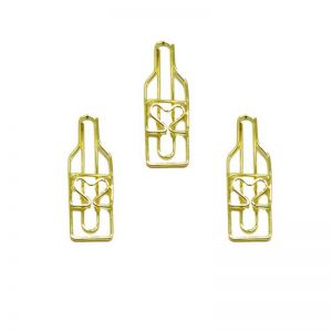 wine bottle shaped paper clips, gold paper clips