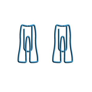 clothes shaped paper clips in the outline of women's jean