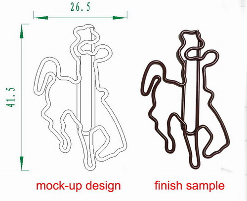 bucking horse decorative paper clips, animal shaped paper clips