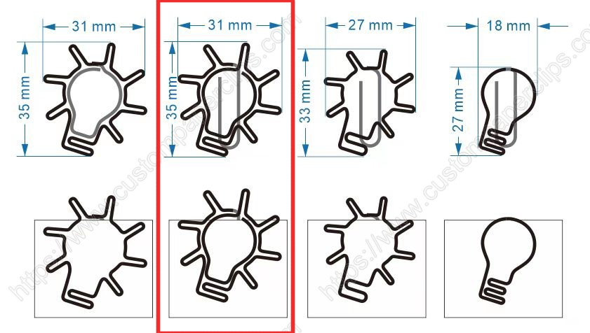 mock-ups for light bulb shaped paper clips