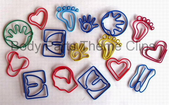 body parts shaped paper clips, medical decorative paper clips