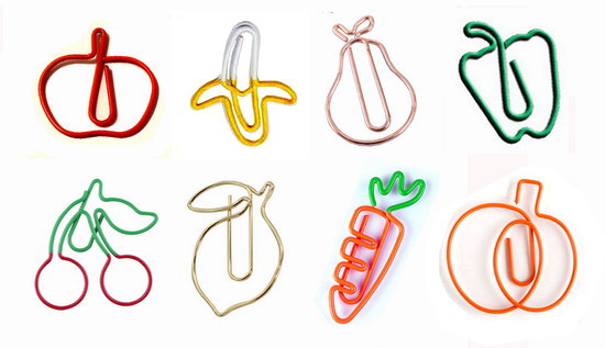 fruit vegetable decorative paper clips, fun promotional paper clips