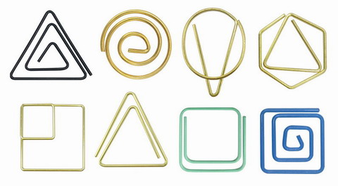 geometry shaped paper clips, cute decorative paper clips