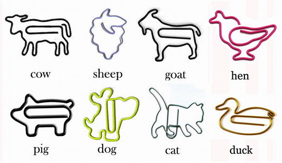 livestock animal shaped paper clips, cute decorative paper clips