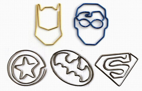 cute superhero shaped paper clips, fun decorative paper clips